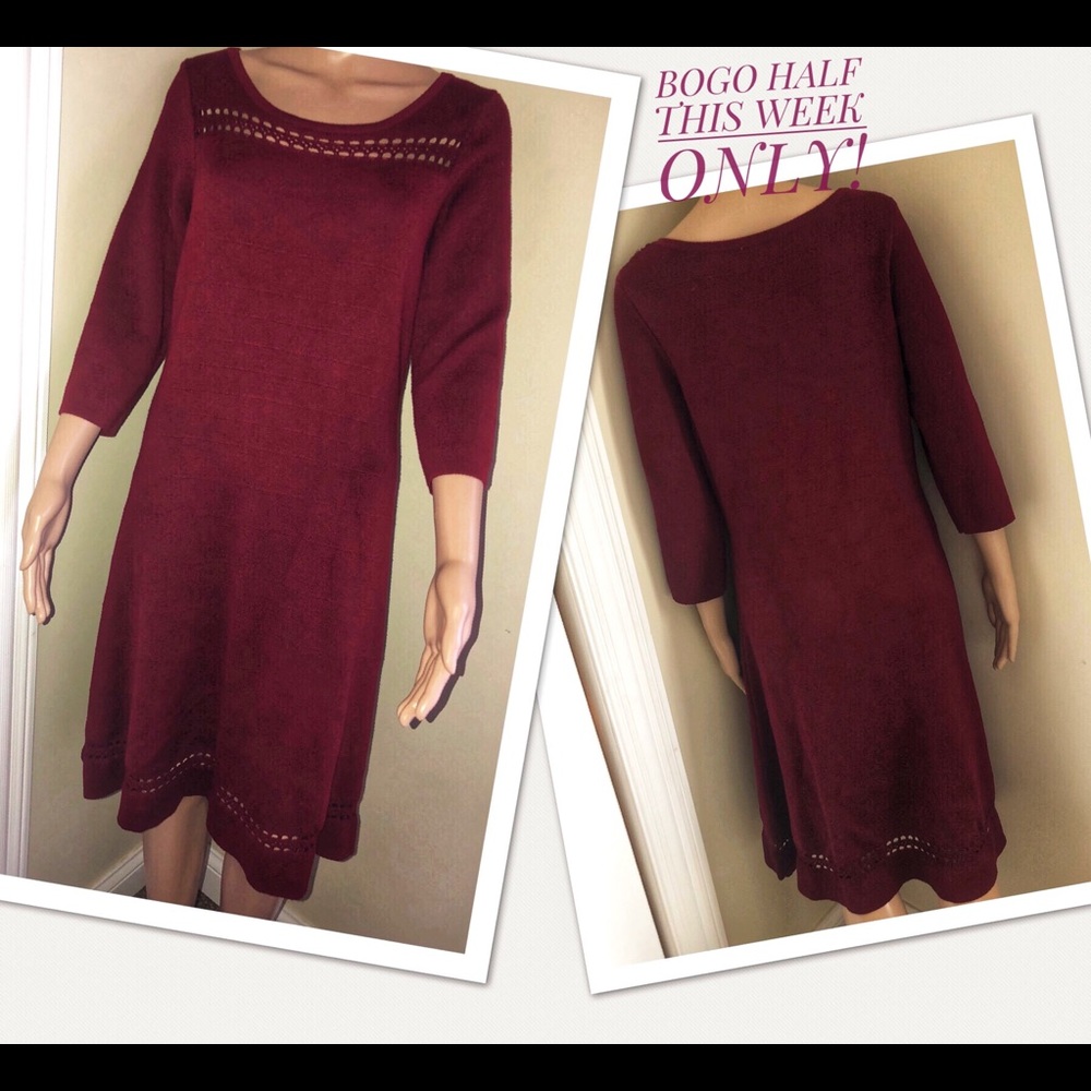 Liz Claiborne Sweater Dress Burgundy Large